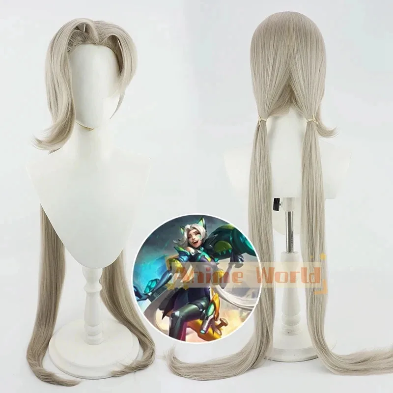 

Game Battle Cat Jinx Cosplay Wig Squad Jinx Wigs 110CM Long Hair with Ponytails Heat Resistant Synthetic Hair Women