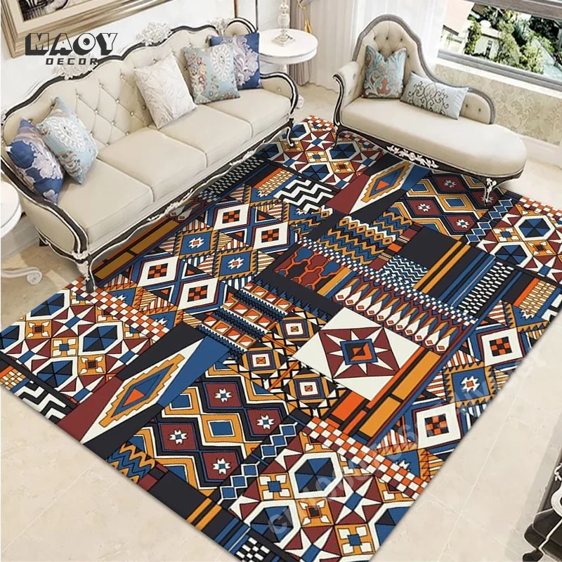 

Nordic Retro Bohemian Style Carpet Living Room Area Rugs Non Slip Floor Mat Bedroom Bedside Sofa Table Large Mat Home Decoration