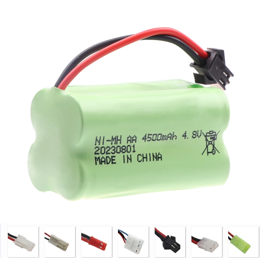 4.8v 4500mAh NiMH Battery 4.8v Rechargeable Battery Ni-MH AA Battery Pack For Rc toys Cars Boats Tanks Robots parts SM/JST/EL-2P