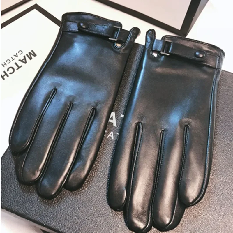 

Перчатки мужские из натуральной козьей кожи, мягкие модные повседневные митенки для вождения, теплые зимние черные перчатки для сенсорных экранов