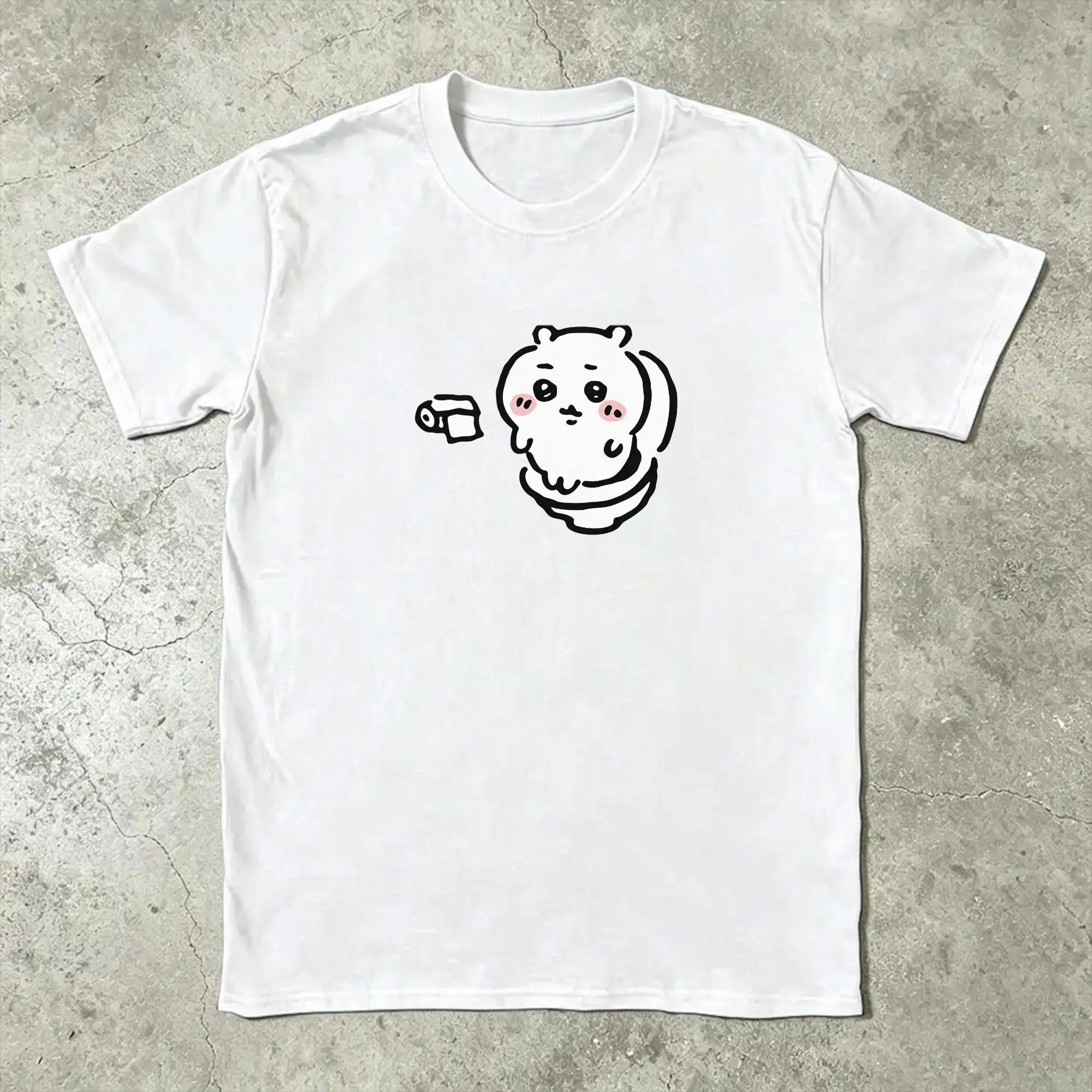 C-Chiikawas Toilet  Poop Meme T-Shirts for Men  Novelty Pure Cotton Tee Shirt O Neck Short Sleeve T Shirts 6XL Tops