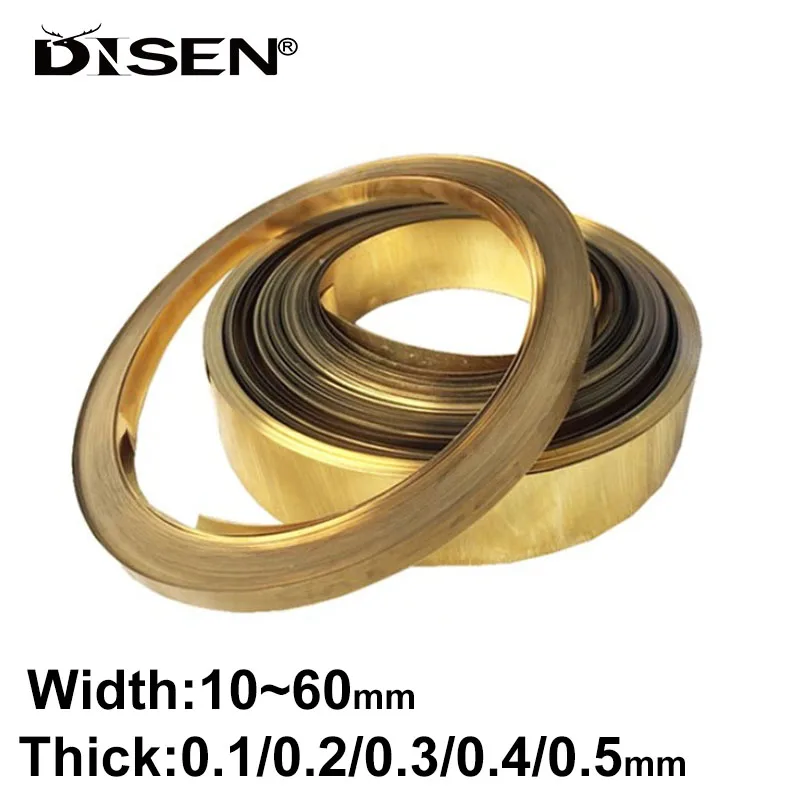 

1M Thick0.1-0.5mm Brass Sheet Metal Thin Foil Plate Shim Copper Tape For Metalworking Welding Electronic Component Width10-60mm