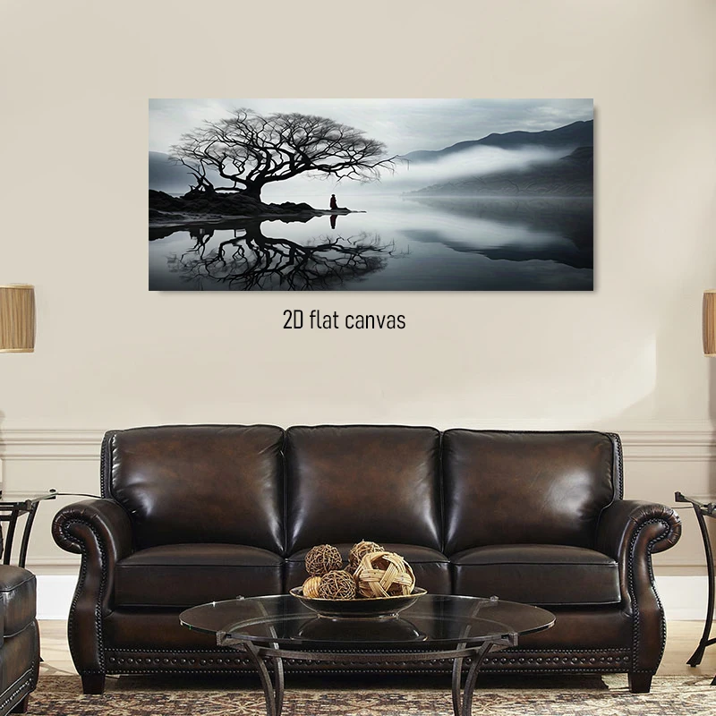 1pc (No frame),1 piece of Chinese Zen landscape decoration painting with ink painting and artistic conception of withered trees