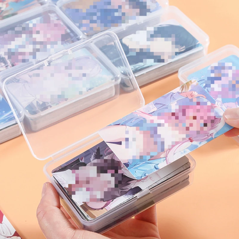 1Pc Transparent Plastic Card Clamshell Box Girl Kpop 3-Inch Photocard Boy Game Card Dustproof Storage Box Seal Sticker Organizer