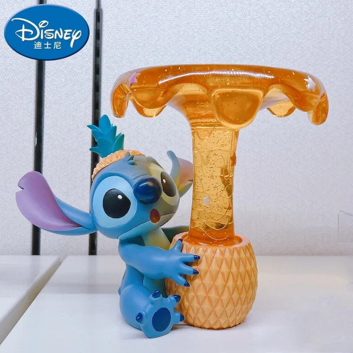 

Disney Original Stitch Pineapple Fountain Furniture Set Hand Do Collection Desktop Decoration Model Children Birthday Gift