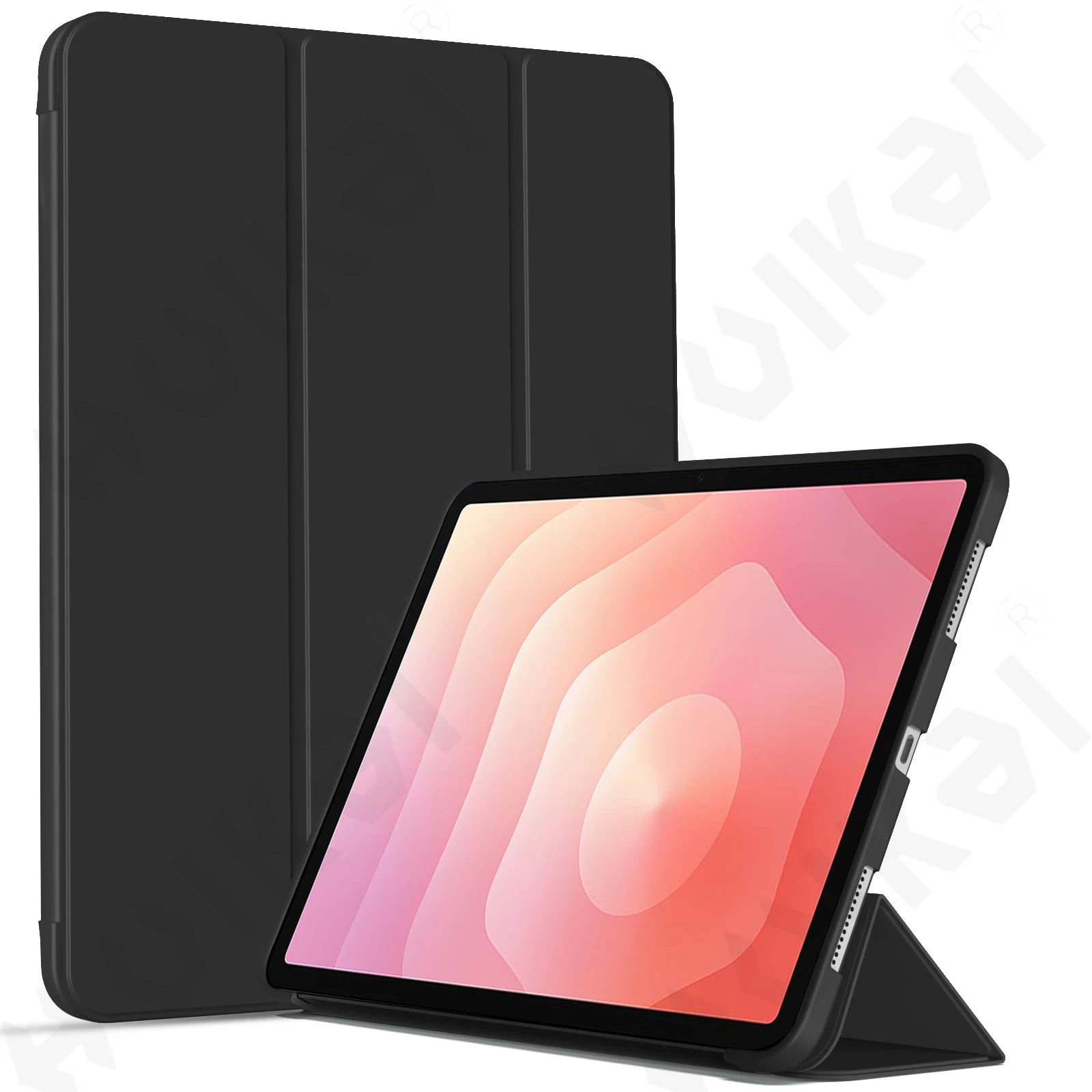 

Чехол для Samsung Galaxy Tab S11 S10 FE S9 Plus, ультратонкий, с прозрачной задней панелью, трёхсекционной подставкой, зарядкой для стилуса и функцией автоматического включения/выключения экрана