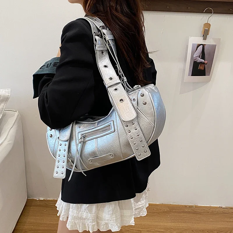 

2025 Высококачественные универсальные повседневные женские сумки из искусственной кожи с блестками, дизайнерские сумки на плечо на молнии, женские сумки высокого качества