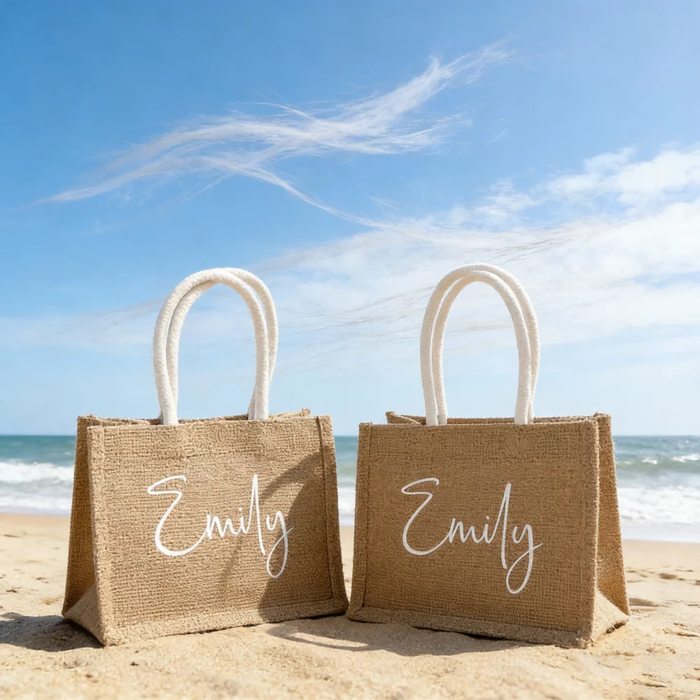 

Custom Printed Linen Tote Bag Personalized Shopping Bag with Handle Eco-friendly Grocery Bag for Women Travel Beach Daily Use