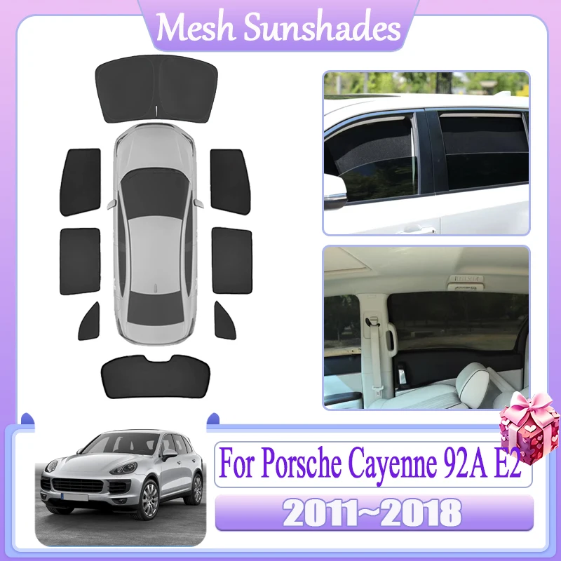 

Anti-UV For Porsche Cayenne 92A E2 2011 2012 2013~2018 Magnetic Sunshade Window Car Mesh Sun Shade Heat insulation Accessories