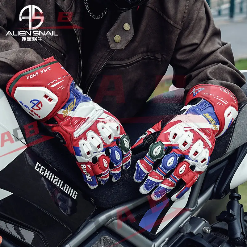 Motorcycle Genuine Leather Gloves Carbon Fiber Protective Long Motorcycle Gear Off-Road Riding Professional Track Racing Gloves