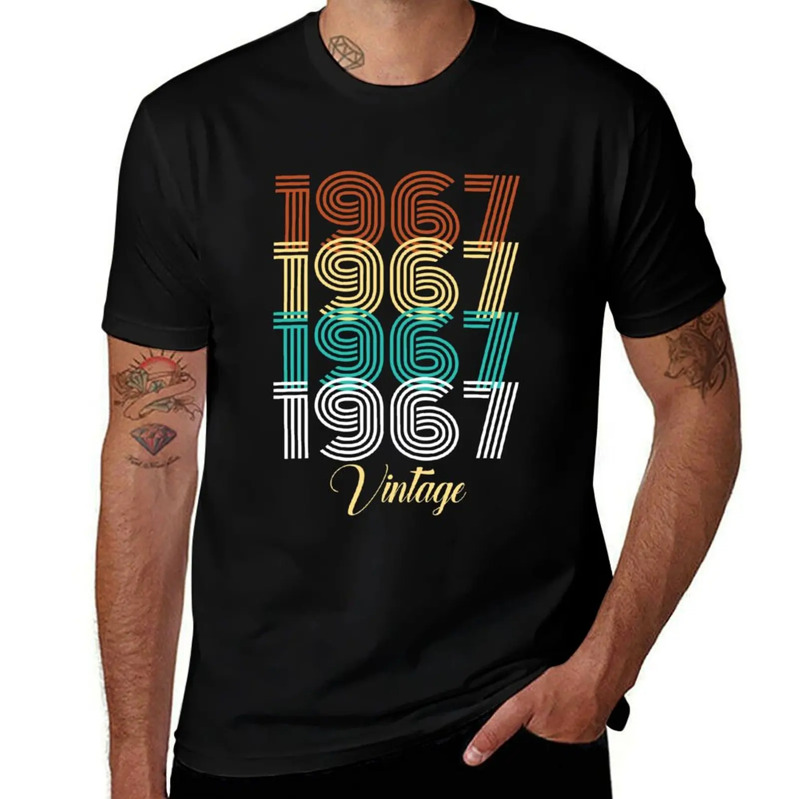 Retro 1967 vintage birthday year of birth birthday gift T-Shirt Plus Size Workout Short Sleeve Top T-Shirt