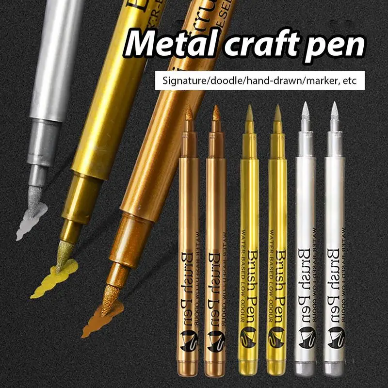 Золотой маркер для краски Серебряный маркер с двойным наконечником Золотая ручка для ярких цветов для художественной живописи обуви Doodle Glass ﻿