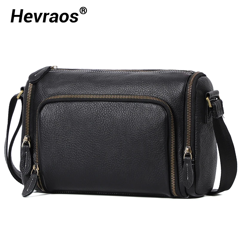 Original Real Leather Men Fashion Shoulder Crossbody Bags Soft Leather Boys Messenger Bag Designer Vintage Men Boston Bags