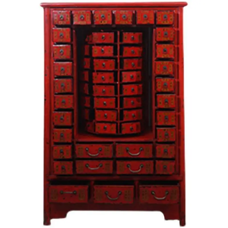 

Satisfied with Chinese solid wood medicine cabinet retro and old TCM clinic herbal medicine cabinet rotating large capacity