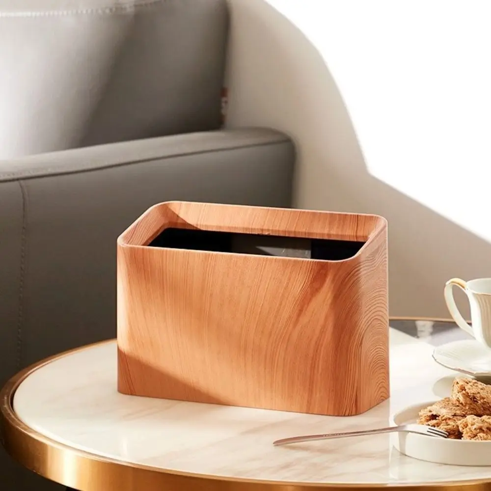 Nordic Desktop Narrow Trash Can Double-Tier Simple Countertop Trash Box Square Creative Mini Wastebasket Living Room