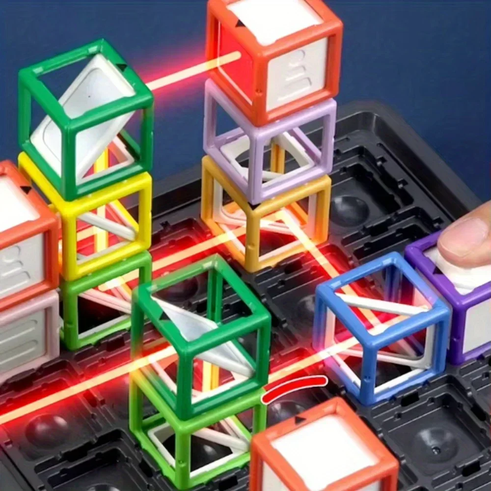 Laser Maze Stacking Educational for Kids 60 Levels Challenges STEM Toys Logic Thinking Training Board Game