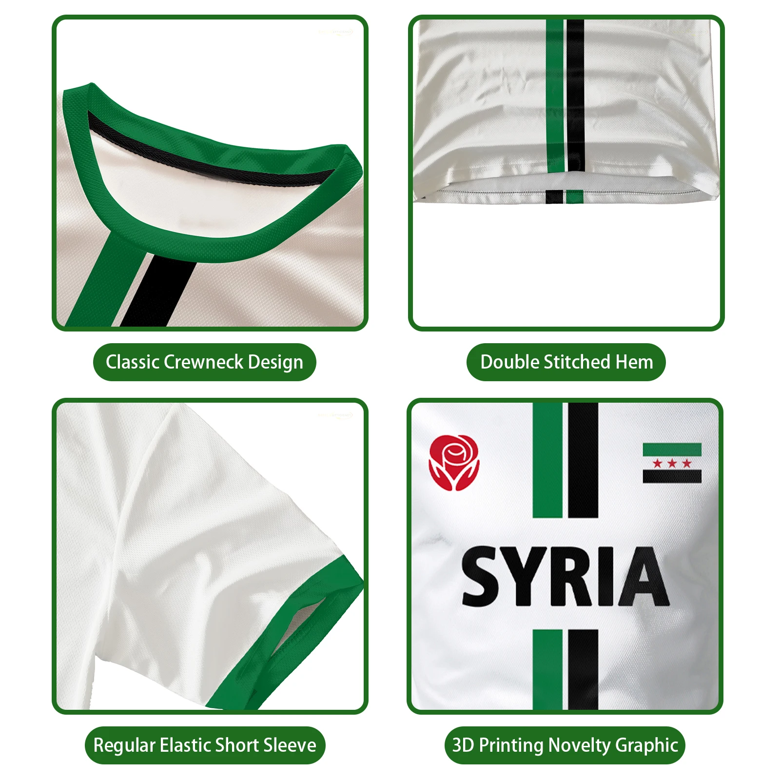 New Syria Football Jersey Men's Sports T-shirts Syrian Flag Street Oversized Tops Unisex Casual Graphic T-shirts Mens Gifts