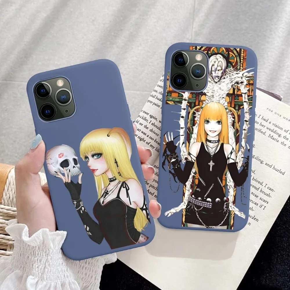 Death Note Misa Amane Phone Case For IPhone 14 11 12 13 Mini Pro Xs Max 8 7 6 6S Plus X XR Solid Candy Color Case