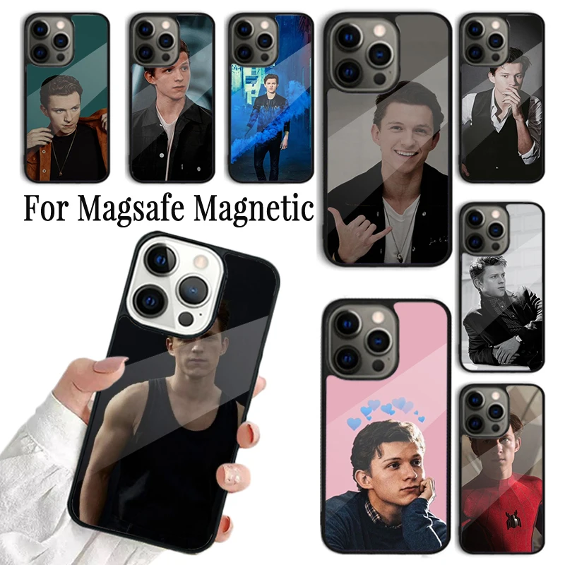 Coque Phone Case For iPhone 16 15 14 13 12 Mini 11 Pro Max Plus Magsafe Magnetic Wireless Charging Cover Tom Holland