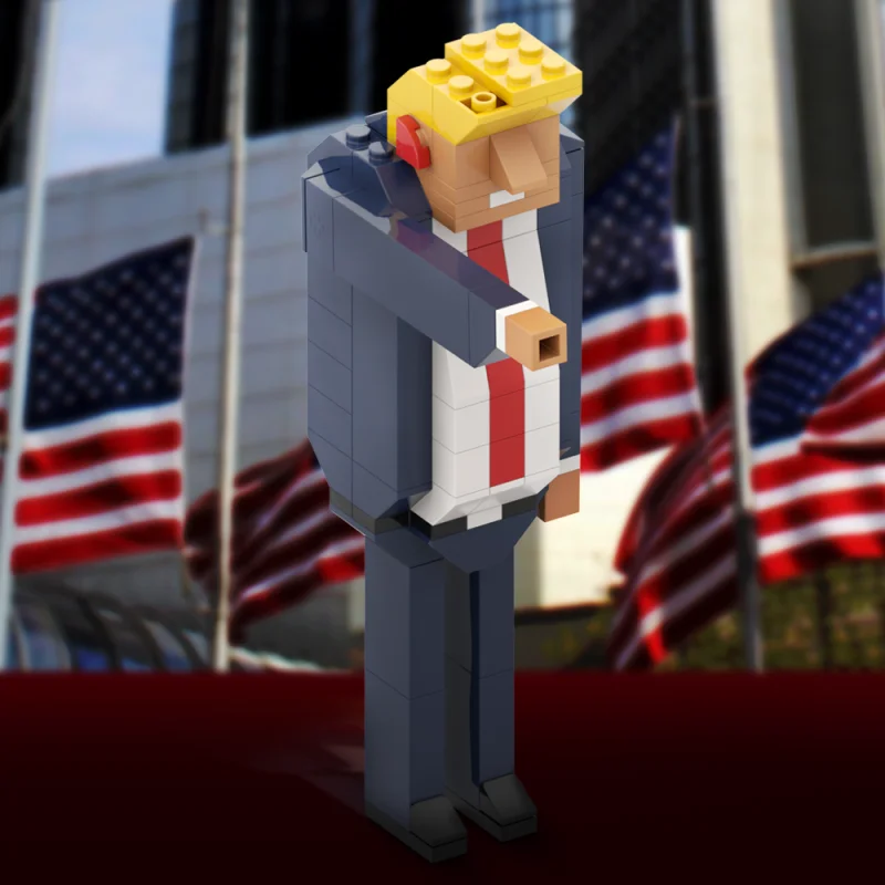 MOC Trump – blocs de construction de modèle de dessin animé, candidat présidentiel américain, Mini figurine d'action créative, jouet en brique assemblé, cadeau pour enfant