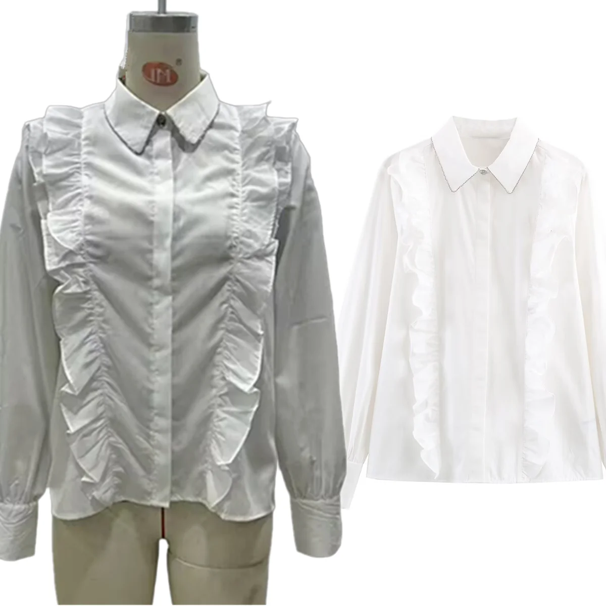 

Jenny&Dave French Commuter Casual White Elegant Shirt Layered Poplin Shirt 2026 Spring Blouses Fashion Women's Clothes Shirts To