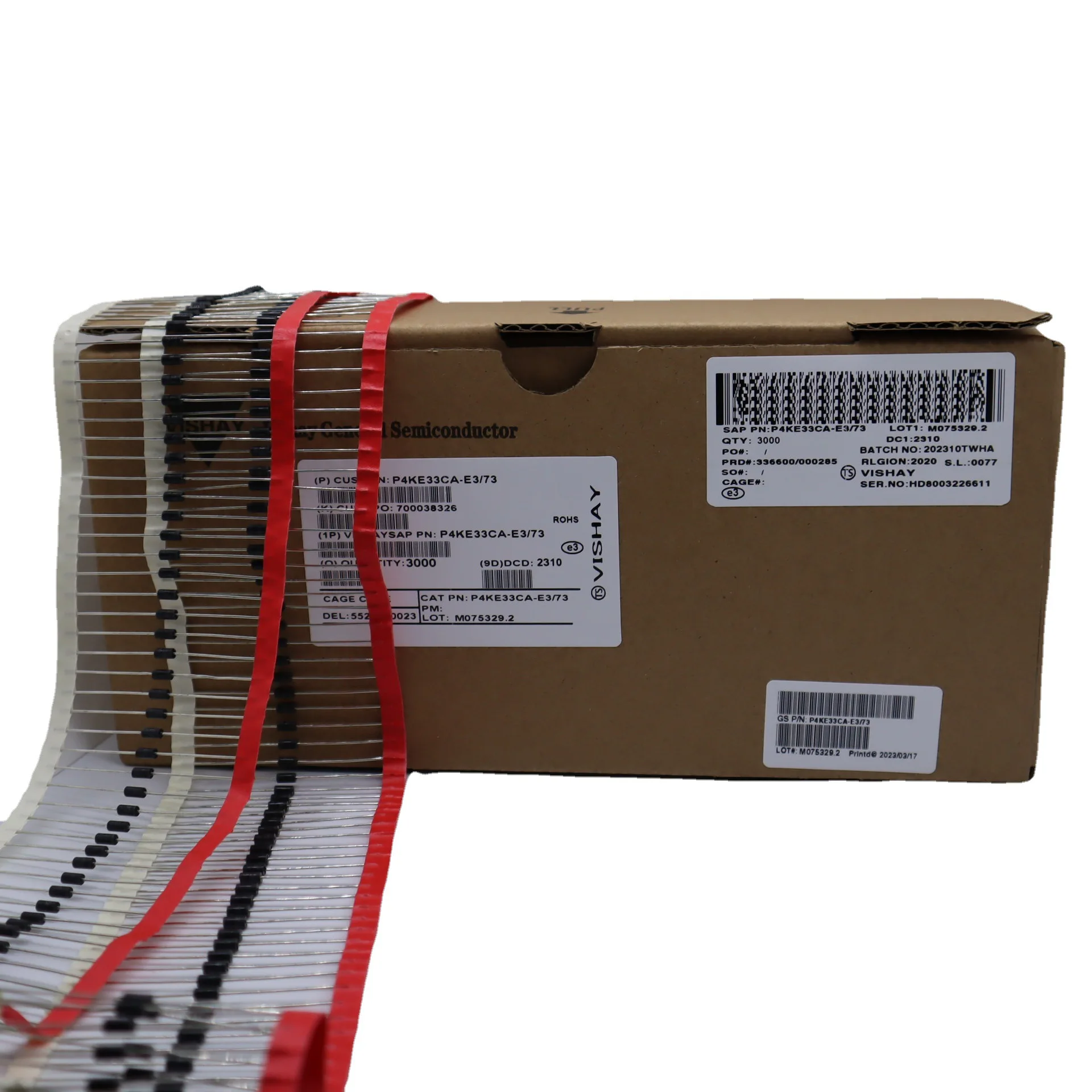 Hot Sale 400W P4KE6.8A/CA–P4KE550A/CA TVS Diode, DO-41 Axial Transient Voltage Suppressor, Fast Surge Protection