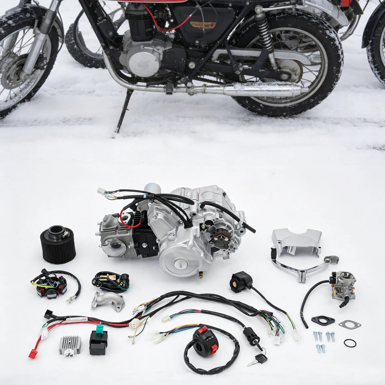 125CC Four-Stroke Electric Motor Semi-Auto CDI+Reverse Engine for ATV Quad Go-Kart - Powerful Engine for Off-Road Vehicles