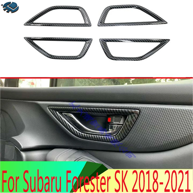 

For Subaru Forester SK 2018-2021 Decorate Accessories Carbon Fiber Style Inner Door Handle Cover Catch Bowl Trim