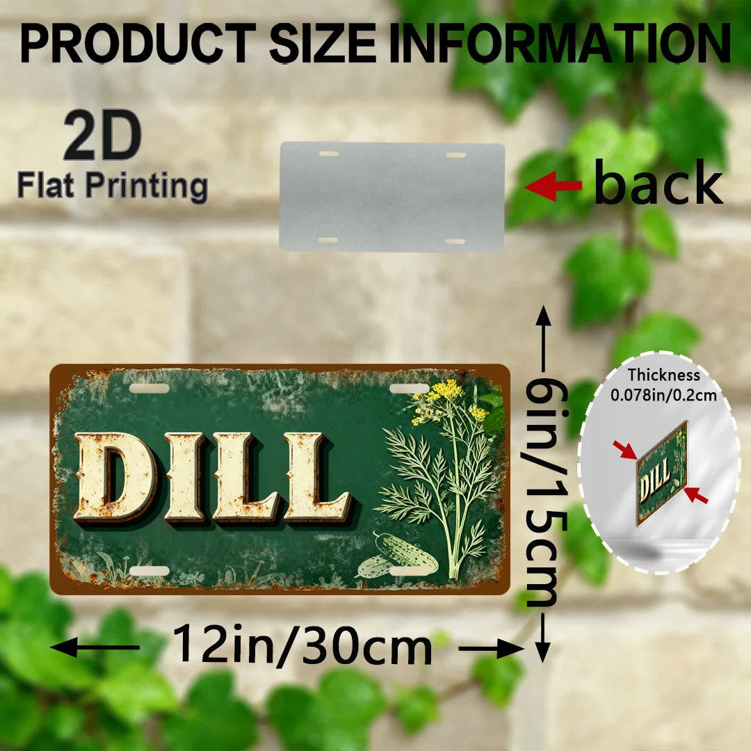 2D Flat, 1pc Vintage Wall Sign Suitable for Plant Lovers Gift, Dill Decorative Plaque with Botanical,Retro Decor for Living Room