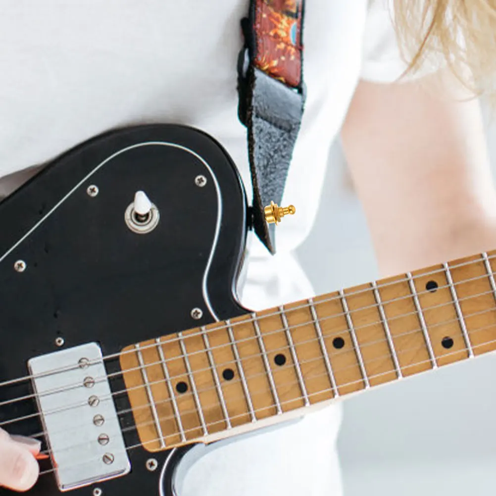 

6pcs Guitar Strap Locks Plating Alloy Durable Practical Electric Bass Ukulele Studs Buttons Safe Long Service Life