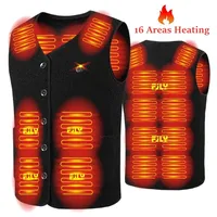 Electric USB Smart Thermostatic Cotton Waistcoat Fashion V-Neck Couple Heating Vest Cashmere Single Breasted Heated Jackets Men