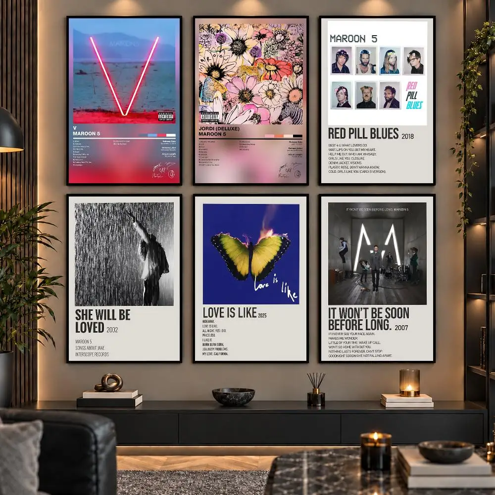 Pop Rock Band M-Maroon 5 Painting Calligraphy Canvas Wall Art Prints for Living Room Bedroom Home Decor Gift