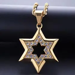 Fashion Hip Hop Star of David Pendant Men's Six Pointed Star Necklace Judaism Shield of David Amulet Jewelry Gift