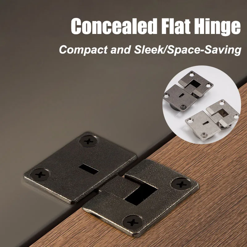 1pcs Zinc Alloy 90 Degree Down-Turn Door Concealed Hinge Flat Square Flap Hidden Hinges Closet Hidden Hinge Home Hardware