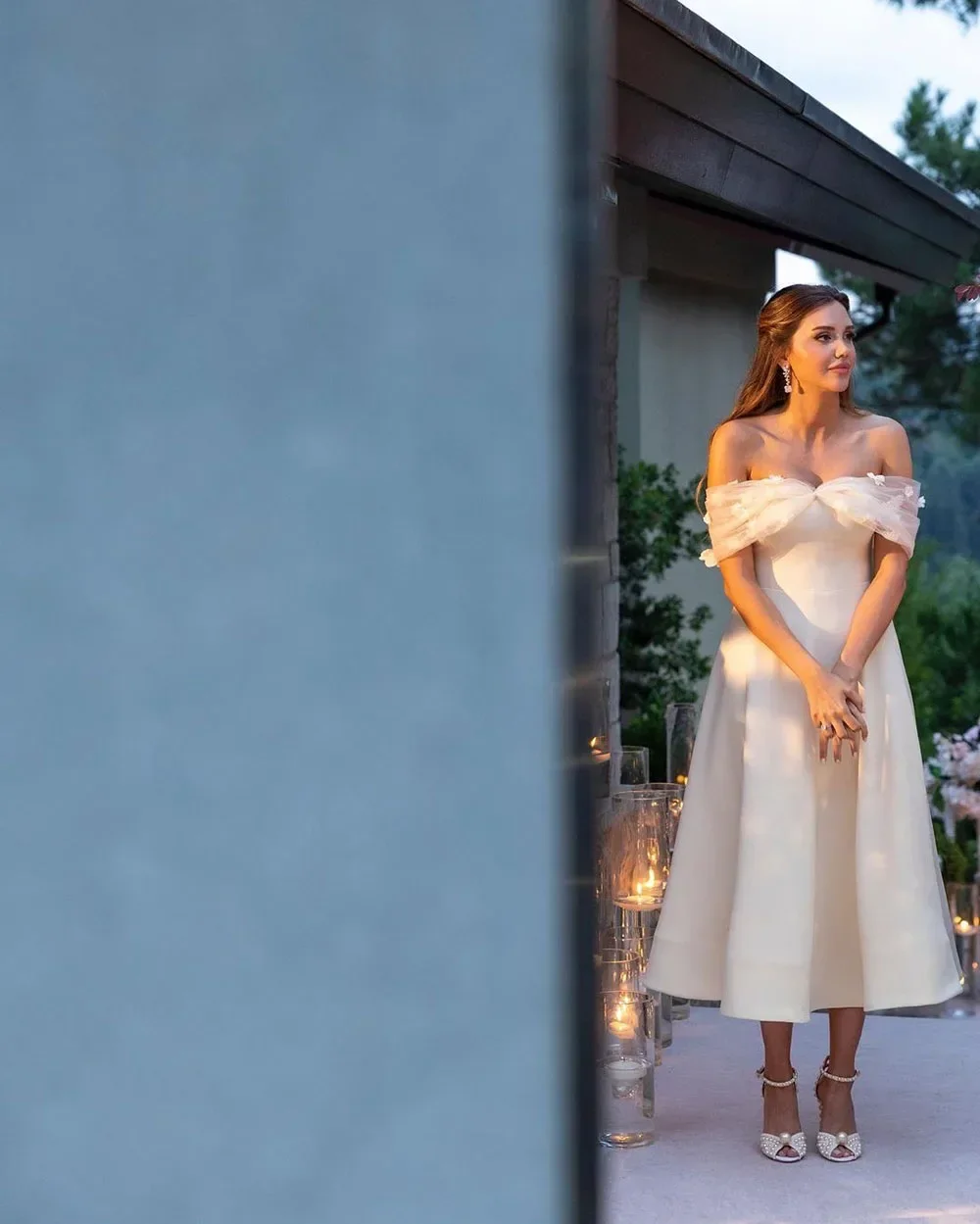 Vestido de fiesta de boda elegante marfil con hombros descubiertos, vestidos formales de noche con flores en 3D para banquete, vestido de novia de compromiso, moda Retro