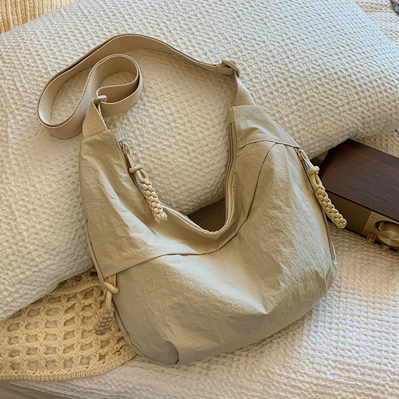 

Washed Wrinkle Nylon Crossbody Bag Women Summer Retro Casual Dumpling Bag Lightweight Portable Single Shoulder Travel Daily Bag