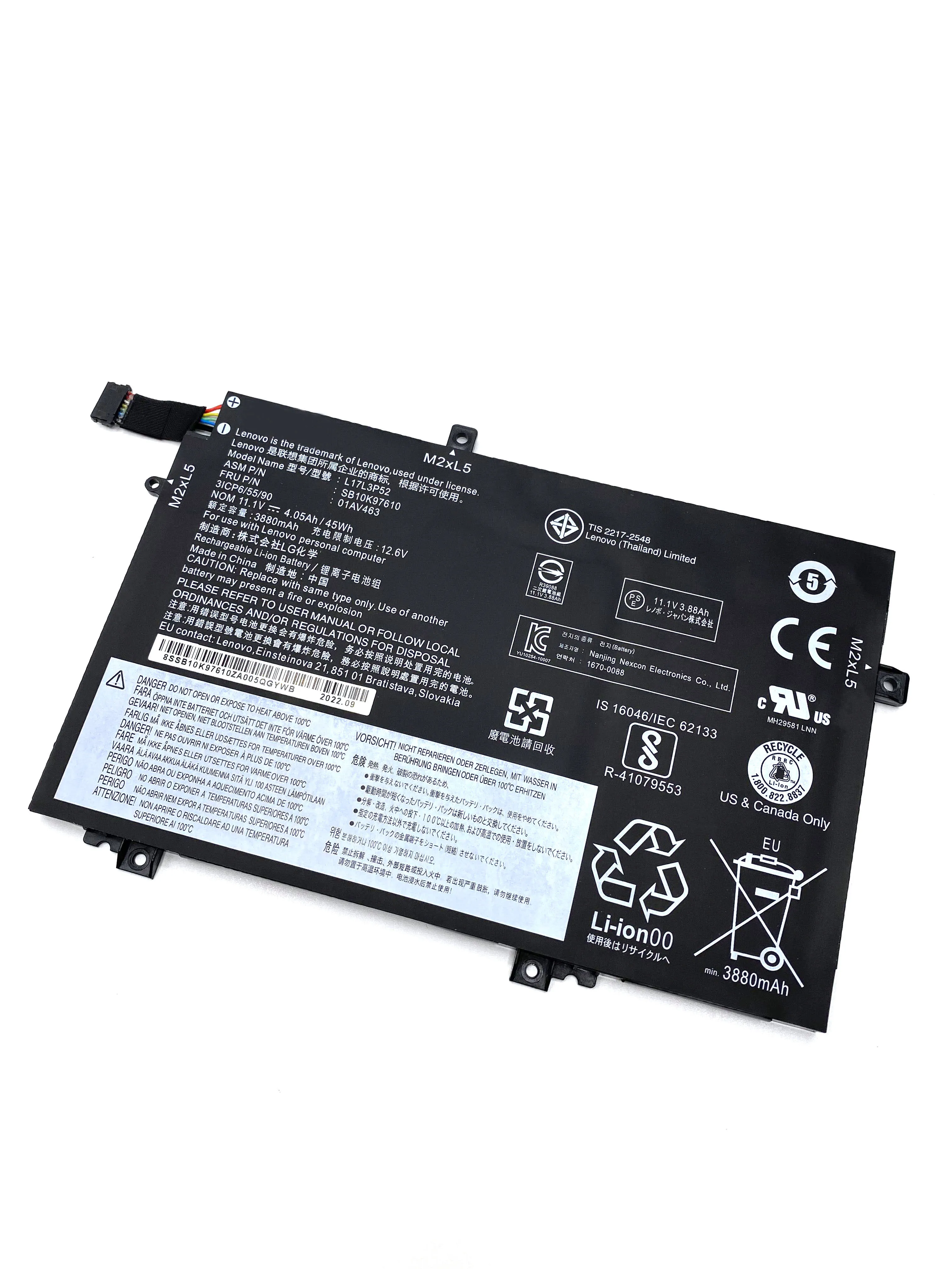 Оригинальный аккумулятор L17C3P52 для ноутбука Lenovo ThinkPad L480 L490 R480 R580 L580 L590 01AV463 01AV466 L17M3P53 L17L3P52 SB10K97610