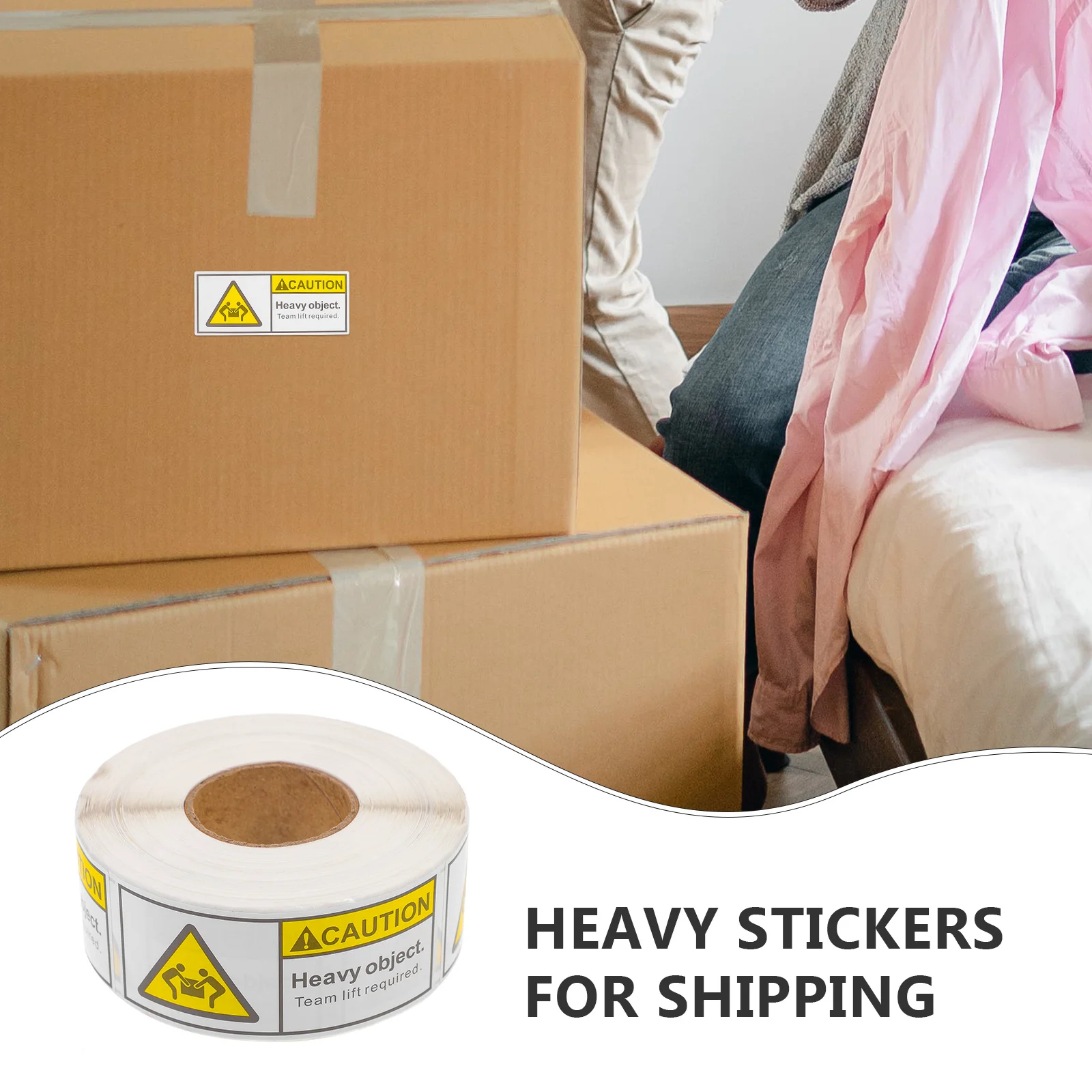 

500 Piece Caution Heavy Stickers for Shipping Team Lift Label Strong Adhesive Packaging Requirement Oversized Package Handling