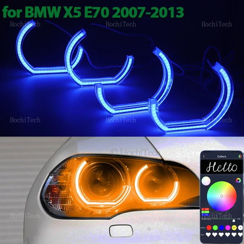 

RGB Multi-colored App control LED Headlight Angel Eyes Ring Lamp DRL for BMW X5 E70 2007 2008 2009 2010 2011 2012 2013