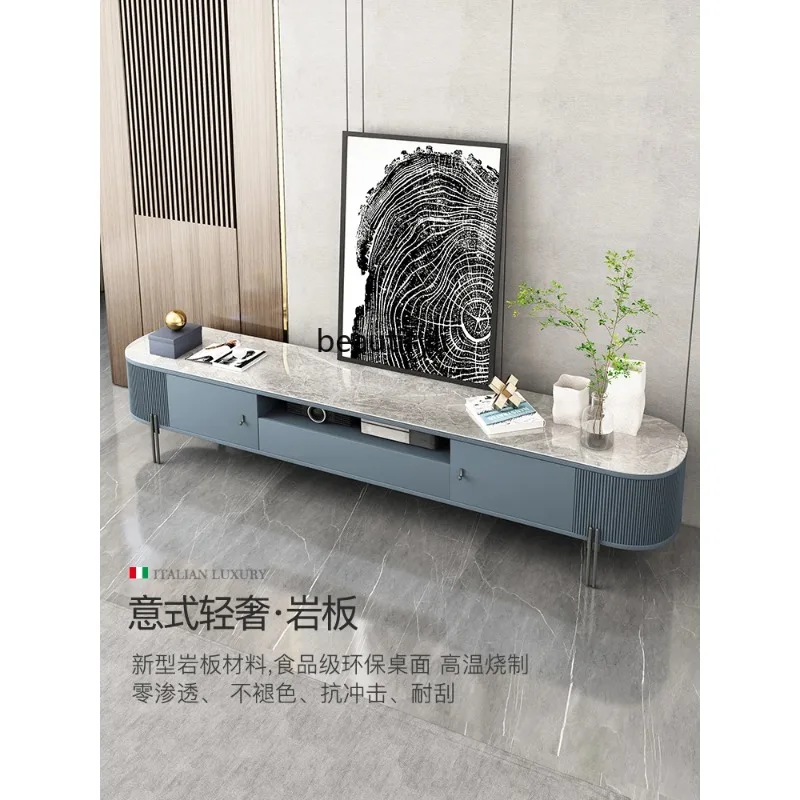 A443 لوحة حجرية خفيفة ساطعة طاولة القهوة تلفزيون خزانة مزيج الحد الأدنى قوس ضوء طاولة القهوة الفاخرة جوهرة الأزرق