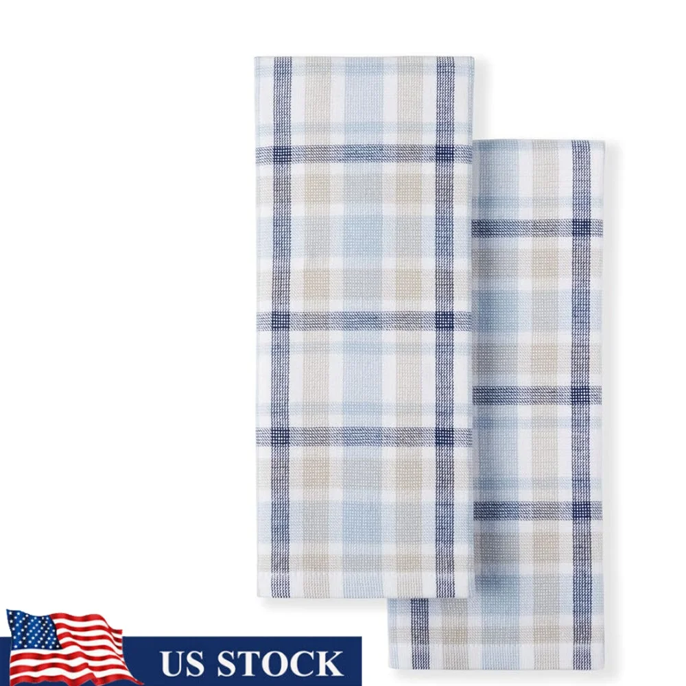 

Набор хлопковых кухонных полотенец, 2 упаковки, клетчатый дизайн, многофункциональные салфетки для сушки посуды, легкий уход, прочные кухонные аксессуары