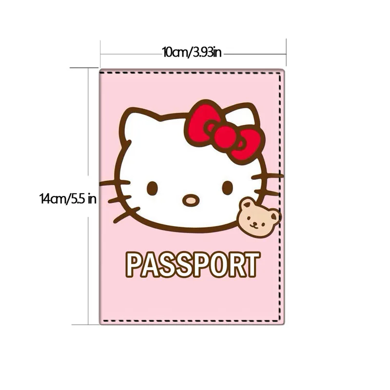 Sanrio Cartoon Passport Cover Hello Kitty Anime Print Travel Waterproof Passport Holder Women Girls Business Card Holder