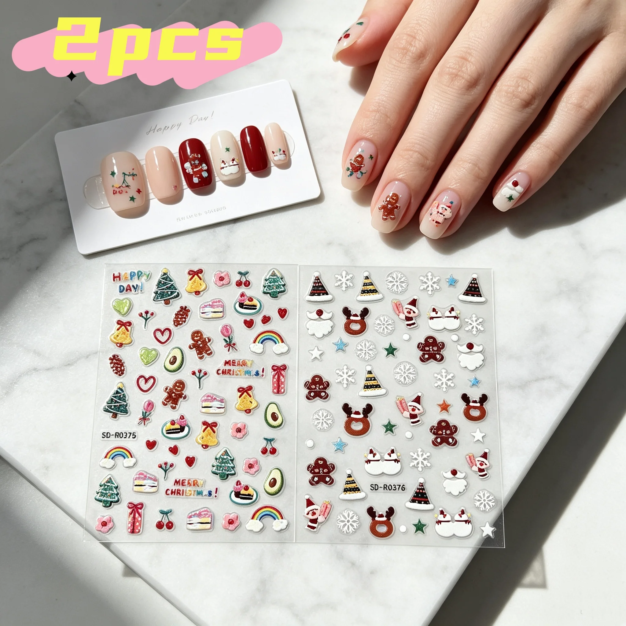 2 Adet 5D Noel Baba Zencefilli - Nail Art Xmas Tree incelemesi ve fiyatı
