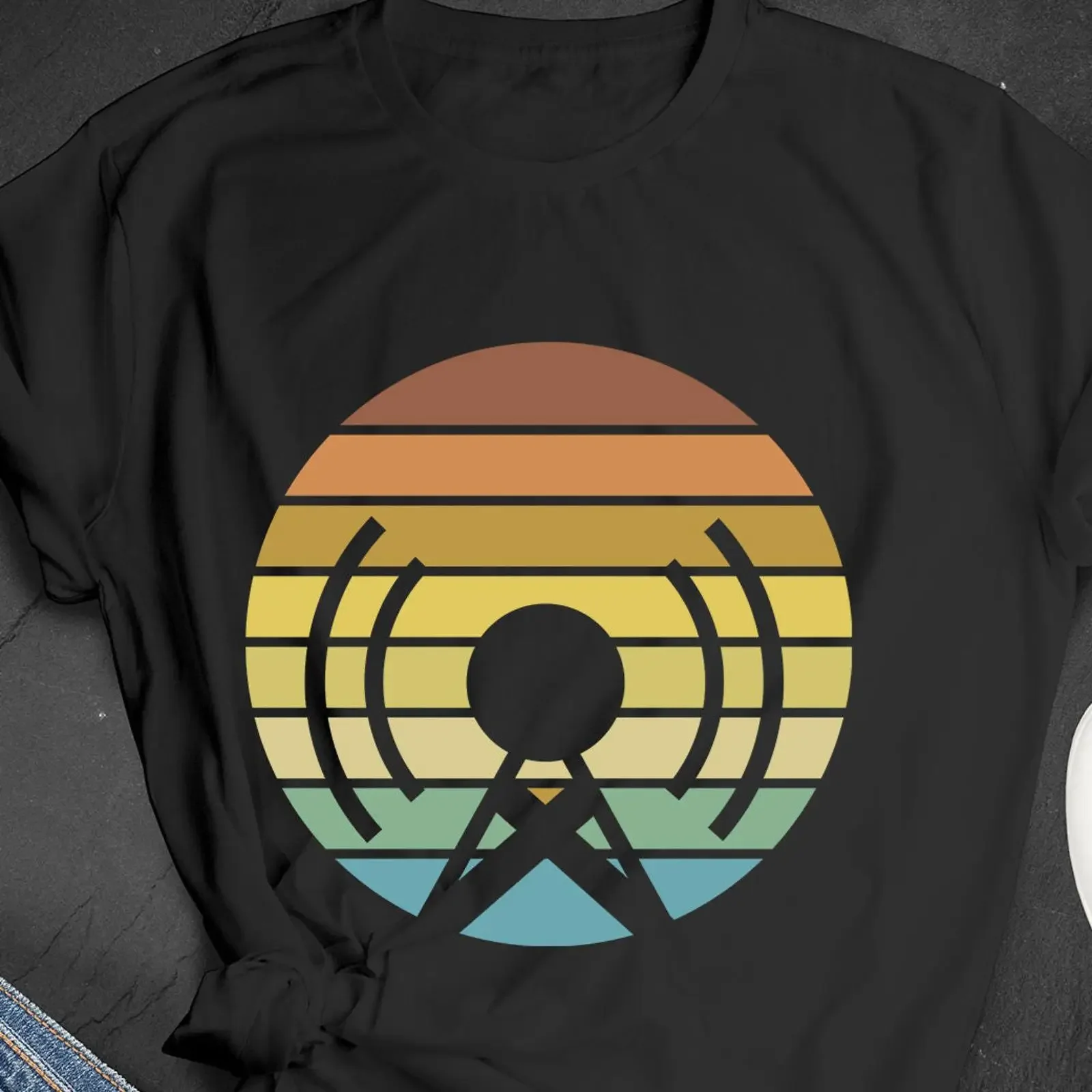 Camiseta del Día Nacional de la Radio, con diseño de señal musical y noticias, de algodón vintage lavado, cómoda, elástica, ropa de diseñador, elegante y ligeramente estilizada