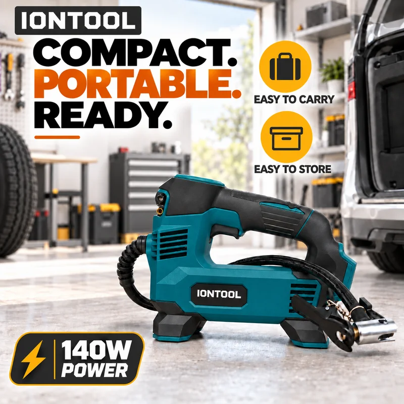 IONTOOL Handheld Cordless Inflator 140W For Motorcycle Tire Inflation and Kayak Inflation and Pool Toy Inflating and Boat
