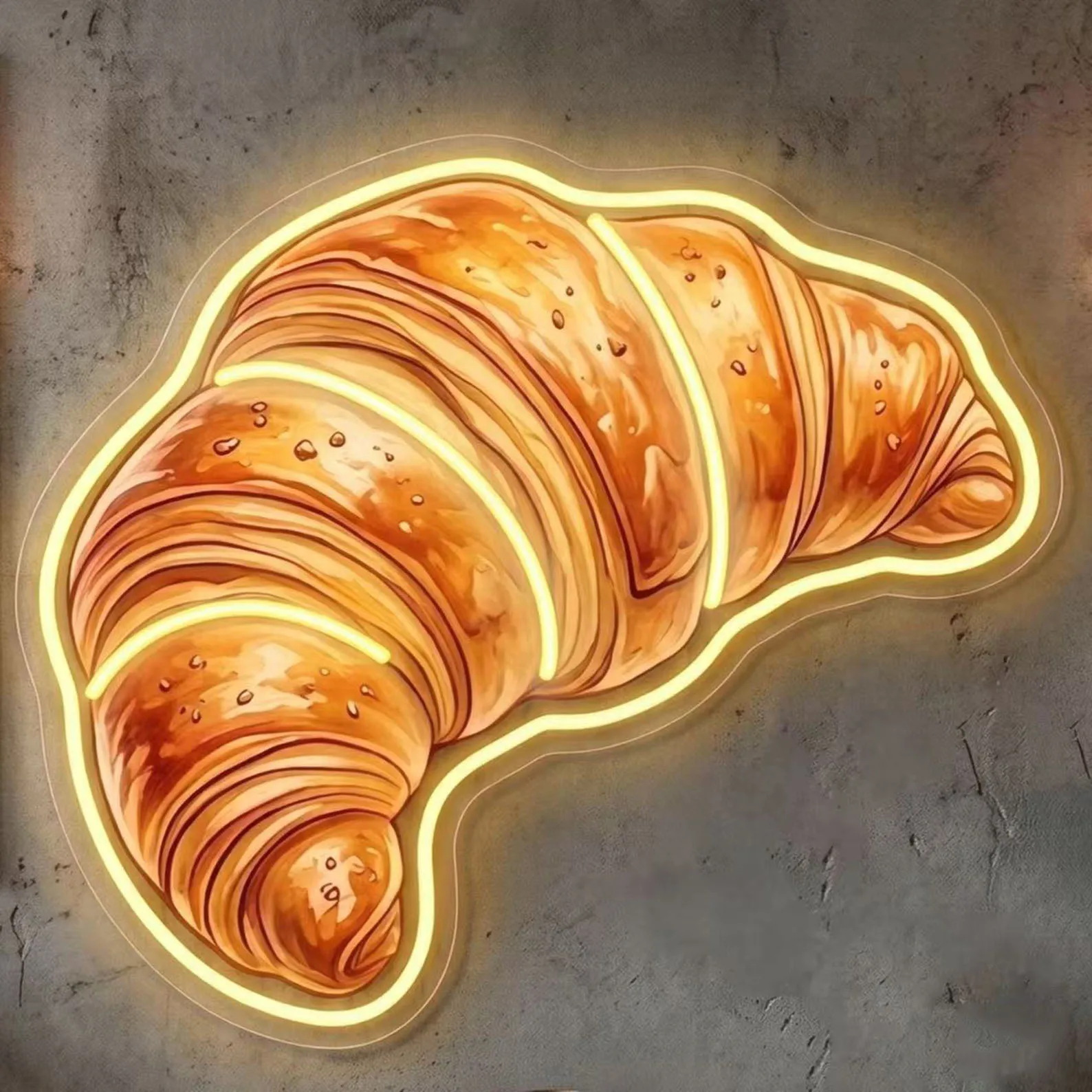 Croissant Bakery Neon Sign,French Pastry LED Wall Art For Cafe Decor,Croissant Decor,Bakery Shop Decor,Business Owner Gifts
