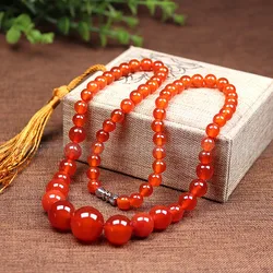 Red Agate, Tiger's Eye, Beryl Garnet Necklace, Bead Tower Chain