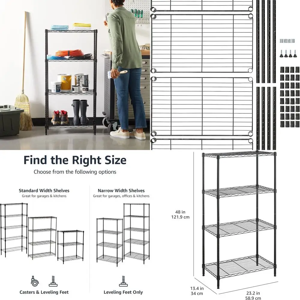 

Регулируемая стойка из стальной проволоки, прочная и простая в сборке, 13,4 x 23,2 x 48, черная