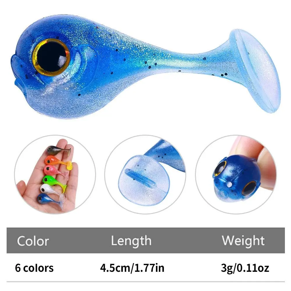 10PCS Pesca 4cm 3g Big Head Soft Lure T Tail Mini Lure Bait Artificial Silicone Crankbait Wobblers Mandarin Fish