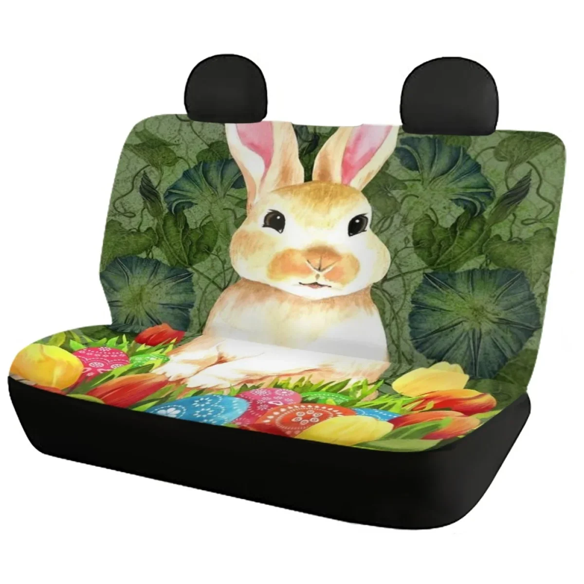 Funny Easter Bunny Car Seat Covers Universal Set of 4 pcs Elastic Heavy-Duty Nonslip Auto Protector Intorior Vehicle Accessories